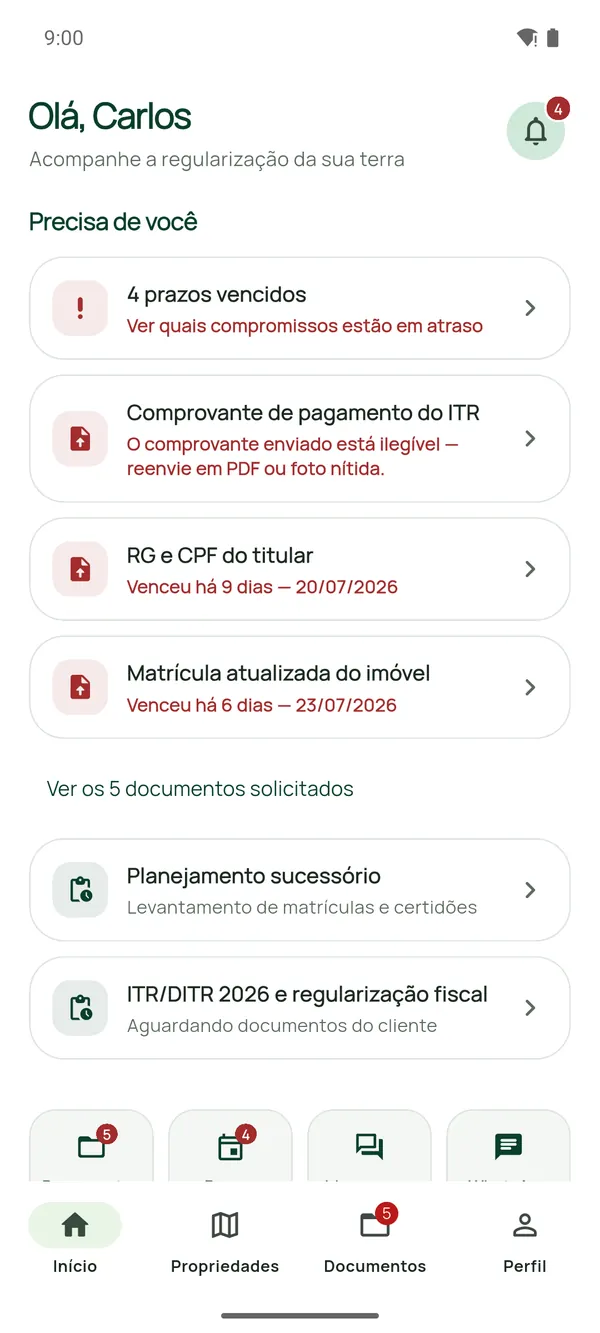 Tela inicial do aplicativo