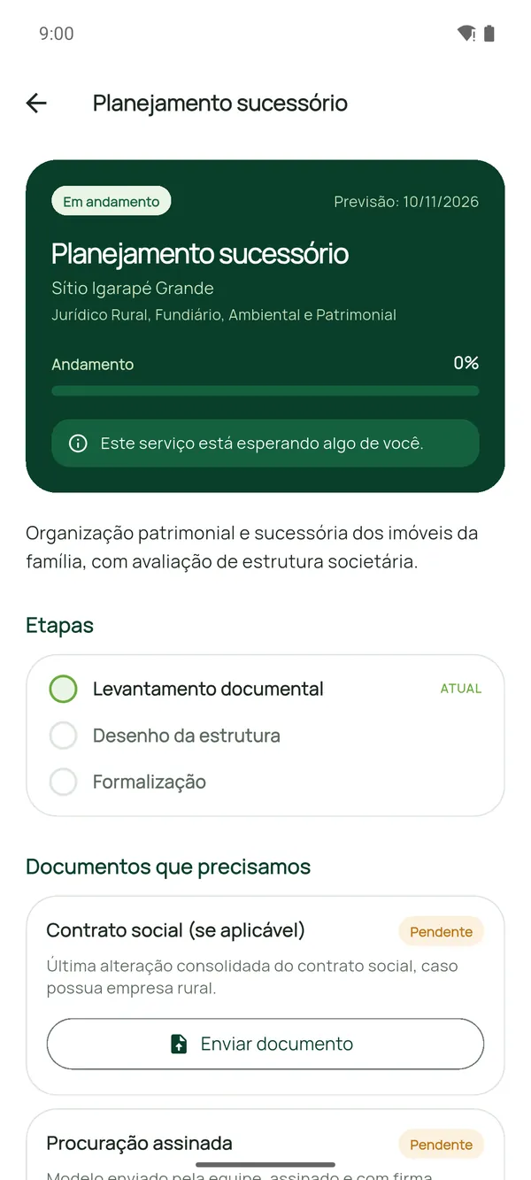 Etapas do serviço